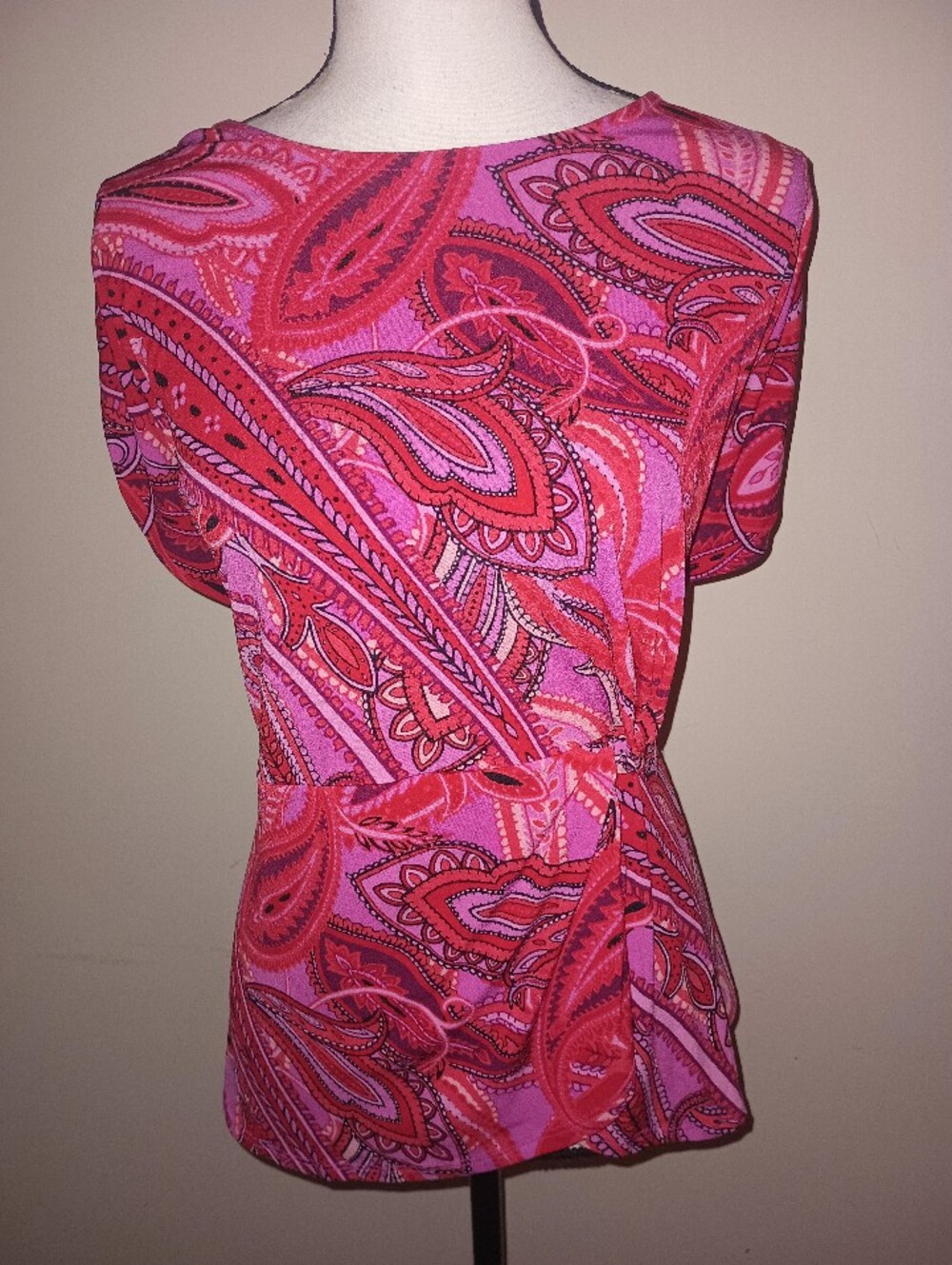 I.N.C Pink & Red Paisley Tie-Waist Shell Top SZ1X
